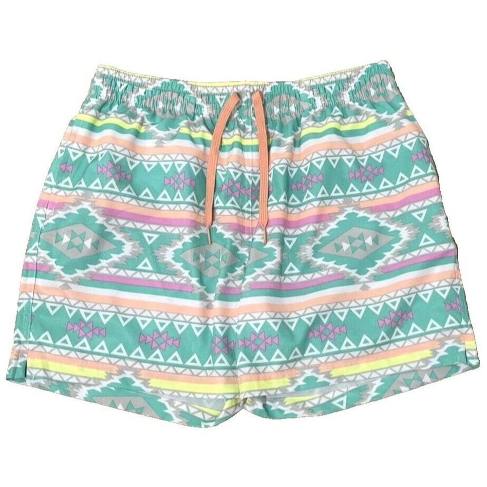 Chubbies Shorts Swim Trunks Aztec Pink Green Magenta Print Beach Mens Sz Large